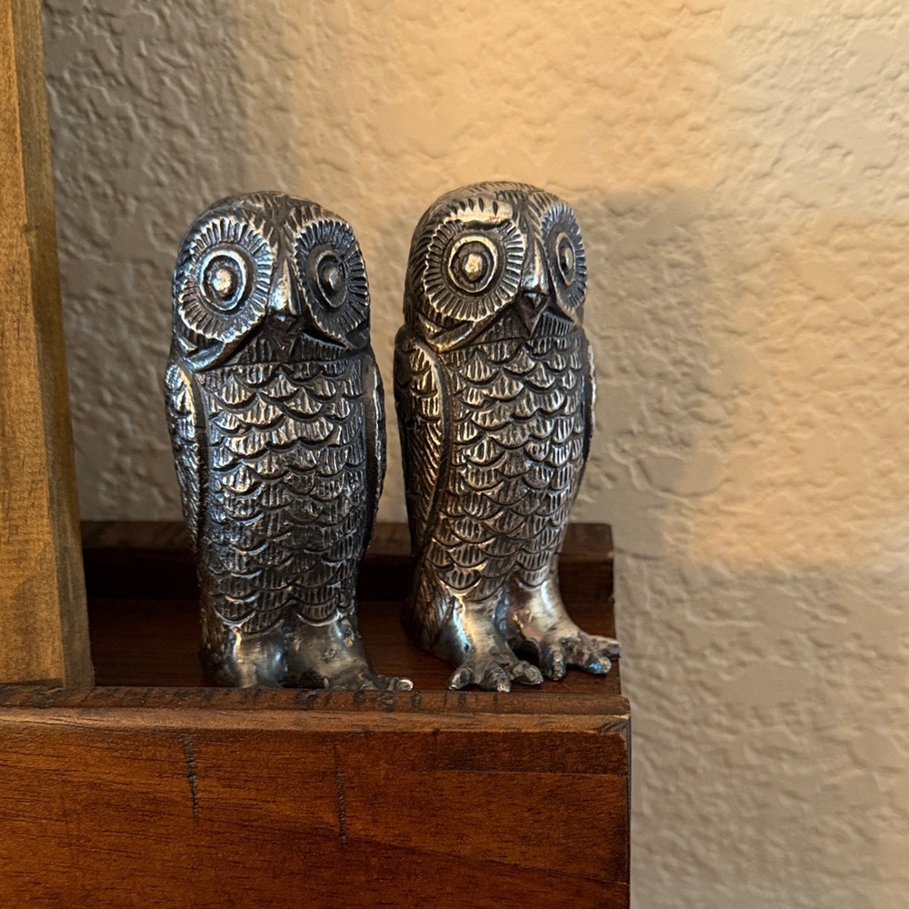 Pottery Barn Silver Owl salt & pepper